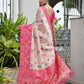 Rajwada Off White And Pink Silk Blend Printed Saree For Women