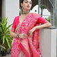 Rajwada Off White And Pink Silk Blend Printed Saree For Women