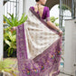 Rajwada Off White And Violet Silk Blend Printed Saree For Women