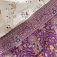 Rajwada Off White And Violet Silk Blend Printed Saree For Women