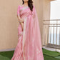 Rajwada Baby Pink Silk Blend Printed Saree For Women