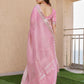 Rajwada Baby Pink Silk Blend Printed Saree For Women