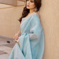 Rajwada Pastel Blue Silk Blend Printed Saree For Women