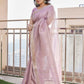 Rajwada Dusty Lavender Silk Blend Printed Saree For Women
