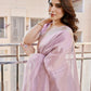 Rajwada Dusty Lavender Silk Blend Printed Saree For Women