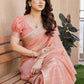 Rajwada Peach Pink Silk Blend Printed Saree For Women