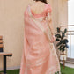Rajwada Peach Pink Silk Blend Printed Saree For Women