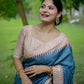 Rajwada Blue Silk Blend Printed Saree For Women