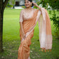 Rajwada Peach Silk Blend Printed Saree For Women