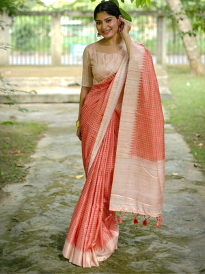 Rajwada Orange Silk Blend Printed Saree For Women