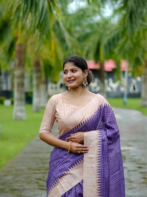 Rajwada Royal Purple Silk Blend Printed Saree For Women