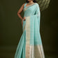 Rajwada Aqua Blue Silk Blend Printed Saree For Women