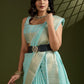 Rajwada Aqua Blue Silk Blend Printed Saree For Women