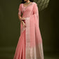 Rajwada Peach Pink Silk Blend Printed Saree For Women