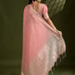 Rajwada Peach Pink Silk Blend Printed Saree For Women