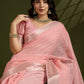 Rajwada Peach Pink Silk Blend Printed Saree For Women