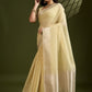 Rajwada Light Yellow Silk Blend Printed Saree For Women