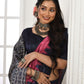 Rajwada Pink And Navy Blue Silk Blend Printed Saree For Women