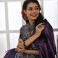 Rajwada Royal Purple And Navy Blue Silk Blend Printed Saree For Women