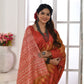 Rajwada Rust And Red Silk Blend Printed Saree For Women