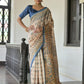 Rajwada Beige Silk Blend Printed Saree For Women