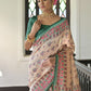 Rajwada Beige Silk Blend Printed Saree For Women