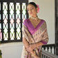 Rajwada Beige Silk Blend Printed Saree For Women