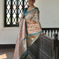 Rajwada Beige Silk Blend Printed Saree For Women