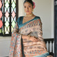 Rajwada Beige Silk Blend Printed Saree For Women