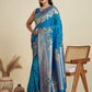 Rajwada Sky Blue Silk Blend Printed Saree For Women