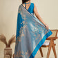 Rajwada Sky Blue Silk Blend Printed Saree For Women