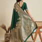 Rajwada Dark Green Silk Blend Printed Saree For Women