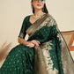 Rajwada Dark Green Silk Blend Printed Saree For Women