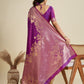 Rajwada Dark Magenta Silk Blend Printed Saree For Women