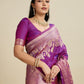 Rajwada Dark Magenta Silk Blend Printed Saree For Women