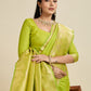 Rajwada Lime Green Silk Blend Printed Saree For Women