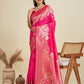Rajwada Magenta Pink Silk Blend Printed Saree For Women