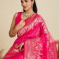 Rajwada Magenta Pink Silk Blend Printed Saree For Women