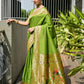 Rajwada Lime Green Silk Blend Embroidered Saree For Women
