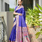 Rajwada Royal Blue Silk Blend Embroidered Saree For Women