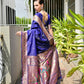 Rajwada Royal Blue Silk Blend Embroidered Saree For Women