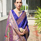 Rajwada Royal Blue Silk Blend Embroidered Saree For Women