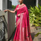Rajwada Magenta Pink Silk Blend Embroidered Saree For Women