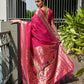 Rajwada Magenta Pink Silk Blend Embroidered Saree For Women