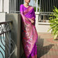Rajwada Royal Purple Silk Blend Embroidered Saree For Women