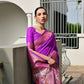 Rajwada Royal Purple Silk Blend Embroidered Saree For Women