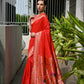 Rajwada Red Silk Blend Embroidered Saree For Women