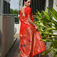 Rajwada Red Silk Blend Embroidered Saree For Women