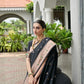 Rajwada Black Silk Blend Embroidered Saree For Women