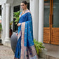 Rajwada Blue Silk Blend Embroidered Saree For Women